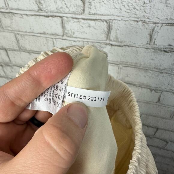 Shona Joy Pants Holly Drop Crotch Corduroy High Waist Straight Leg Cream White 2 - Picture 8 of 9